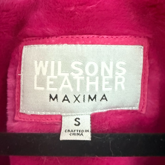 Wilsons Leather Magenta Faux Fur Trim Leather Jacket - Picture 7 of 11